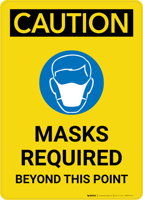 Caution: Masks Required Beyond This Point with Icon Portrait - Wall Sign