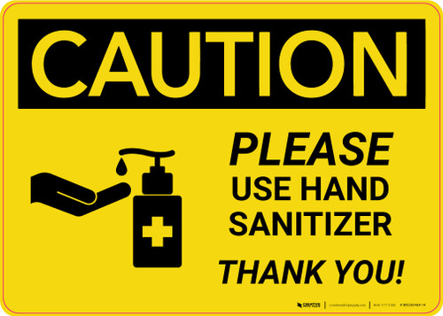 Caution: Please Use Hand Sanitizer - Thank you with Icon Landscape - Wall Sign