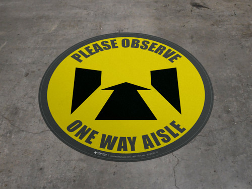 Please Observe - Perspective-Aisle - Yellow - Floor Sign