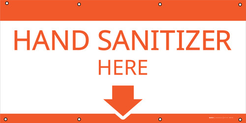 Hand Sanitizer Here - With Arrow/Orange - Banner