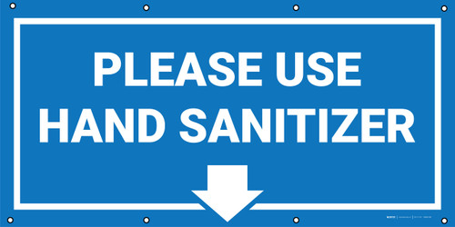 Please Use Hand Sanitizer with Arrow/Blue - Banner