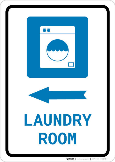 Laundry Room Left Arrow with Icon Portrait - Wall Sign