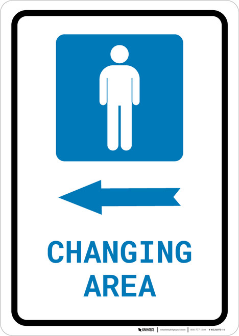 Mens Changing Area Left Arrow with Icon Portrait - Wall Sign