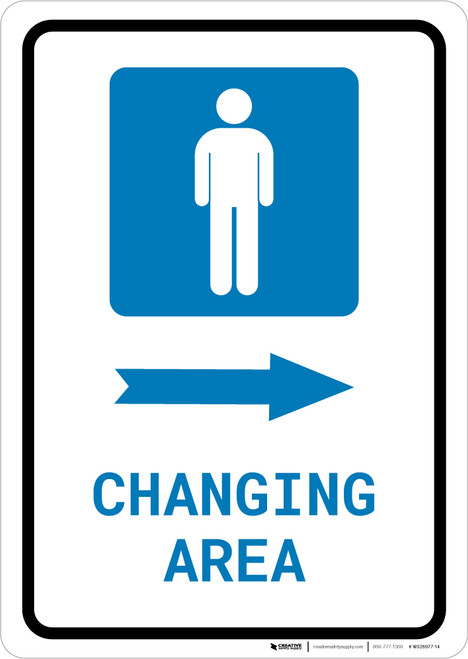 Mens Changing Area Right Arrow with Icon Portrait - Wall Sign