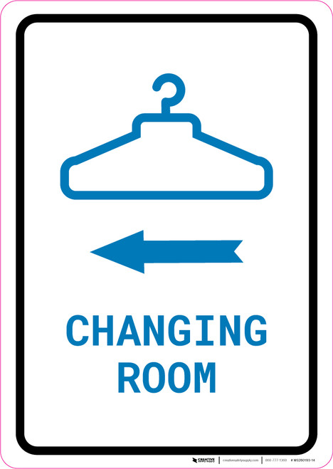 Changing Room Left Arrow with Icon Portrait v2 - Wall Sign