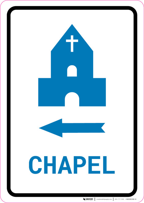 Chapel Left Arrow with Icon Portrait v2 - Wall Sign