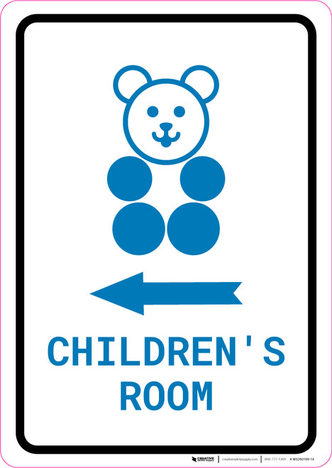 Children's Room Left Arrow with Icon Portrait v2 - Wall Sign