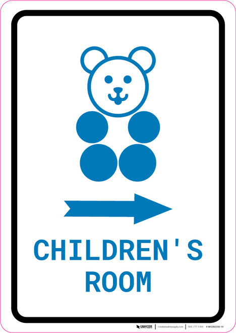 Children's Room Right Arrow with Icon Portrait v2 - Wall Sign