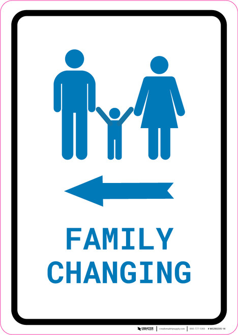 Family Changing Left Arrow with Icon Portrait v2 - Wall Sign