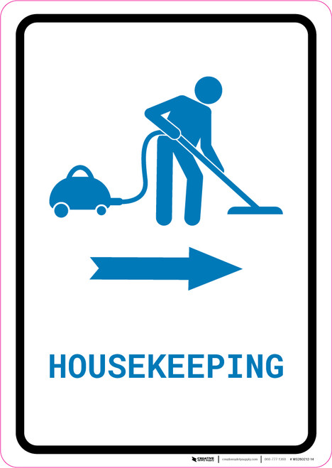 Housekeeping Right Arrow with Icon Portrait v2 - Wall Sign