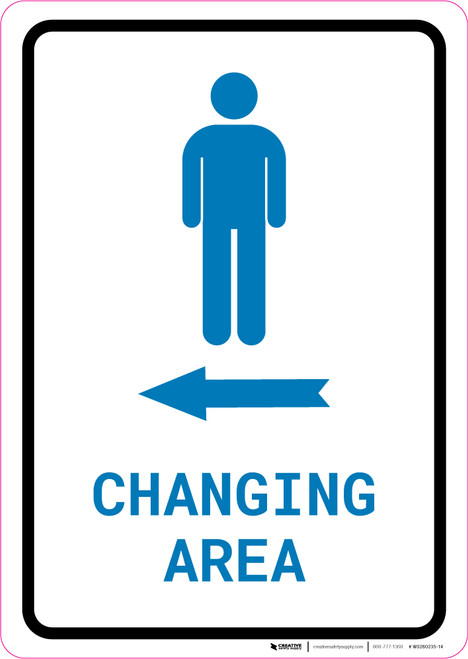 Mens Changing Area Left Arrow with Icon Portrait v2 - Wall Sign