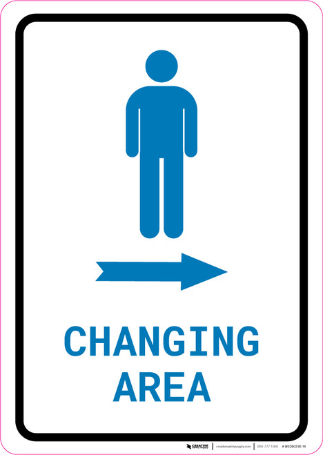 Mens Changing Area Right Arrow with Icon Portrait v2 - Wall Sign