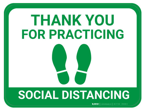 Thank You for Practicing Social Dist - Feet - Green - Floor Sign