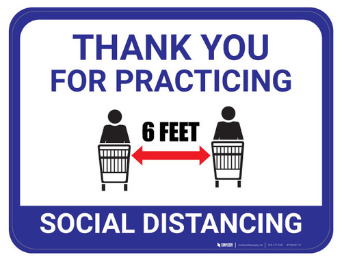 Thank You for Practicing Social Dist - Carts Apart - Blue - Floor Sign