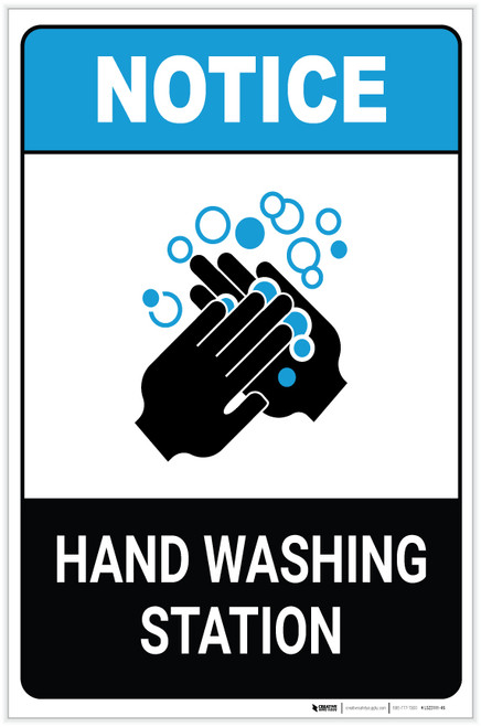 Notice: Hand Washing Station ANSI Portrait - Label