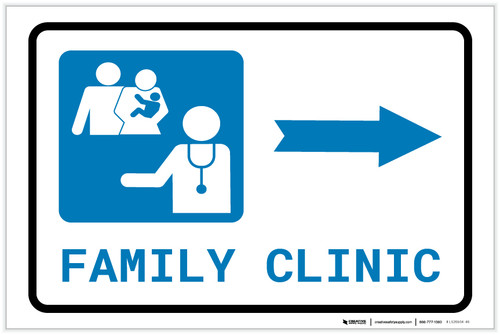 Family Health Clinic Right Arrow with Icon Landscape - Label