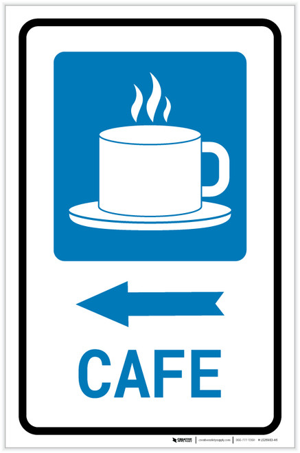 Cafe Left Arrow with Icon Portrait - Label