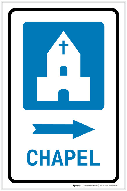 Chapel Right Arrow with Icon Portrait - Label