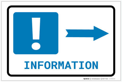 Information Right Arrow with Exclamation Mark Landscape - Label
