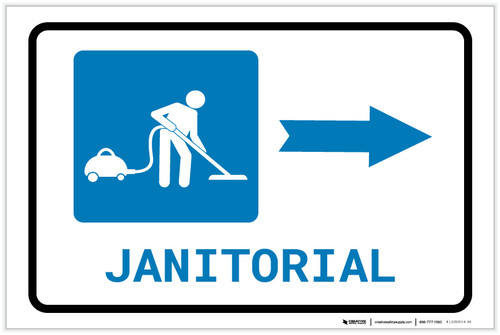 Janitorial Right Arrow with Icon Landscape - Label