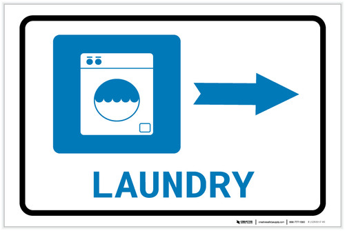 Laundry Right Arrow with Icon Landscape - Label