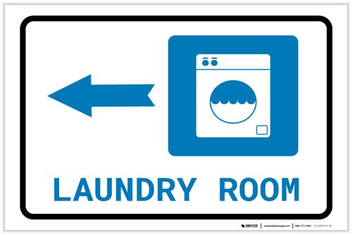 Laundry Room Left Arrow with Icon Landscape - Label