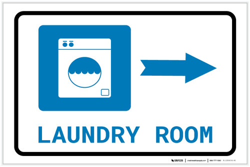 Laundry Room Right Arrow with Icon Landscape - Label
