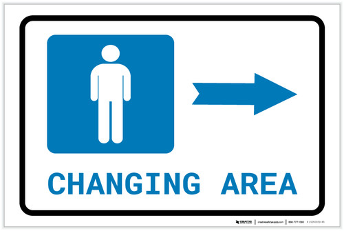 Mens Changing Area Right Arrow with Icon Landscape - Label