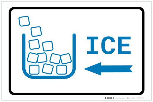 Ice Left Arrow with Icon Landscape v2 - Label