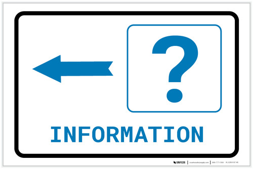 Information Left Arrow with Question Mark Landscape v2 - Label