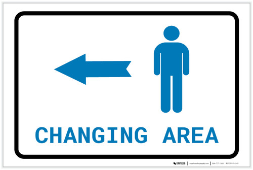 Mens Changing Area Left Arrow with Icon Landscape v2 - Label