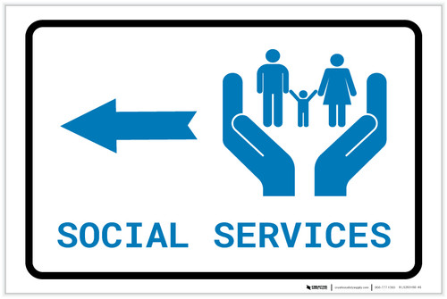 Social Services Left Arrow with Icon Landscape v2 - Label