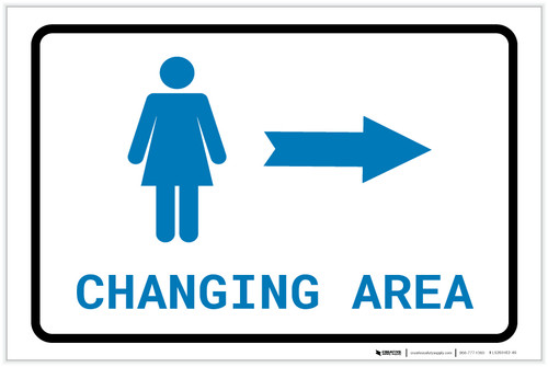 Womens Changing Area Right Arrow with Icon Landscape v2 - Label