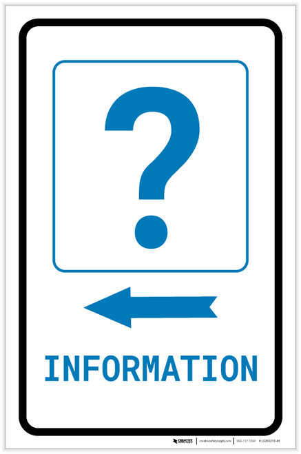 Information Left Arrow with Question Mark Portrait v2 - Label