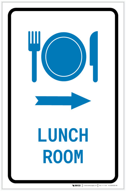 Lunch Room Right Arrow with Icon Portrait v2 - Label