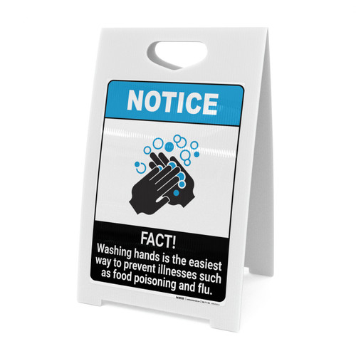 Notice: FACT Washing Hands Prevents Illnesses ANSI Portrait - A-Frame Sign