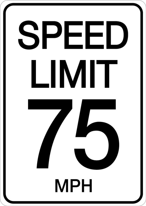 Speed Limit 75 mph - Wall Sign