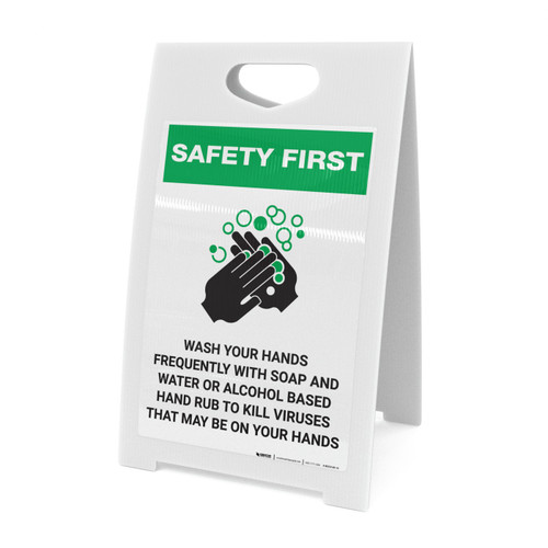 Safety First: Wash Hands Frequently Portrait - A-Frame Sign
