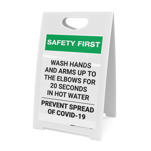 Safety First: Wash Hands Safety COVID-19 Portrait - A-Frame Sign