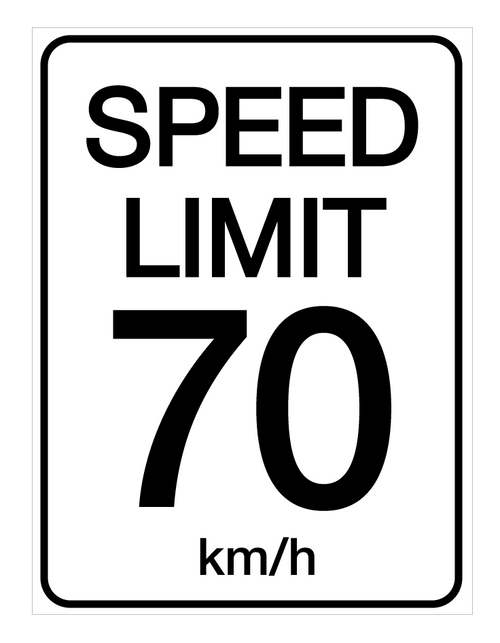 Speed Limit 70 kmh - Wall Sign