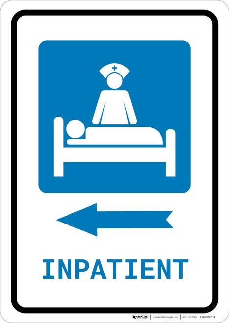 Inpatient Left Arrow with Icon Portrait - Wall Sign