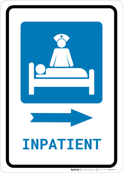 Inpatient Right Arrow with Icon Portrait - Wall Sign