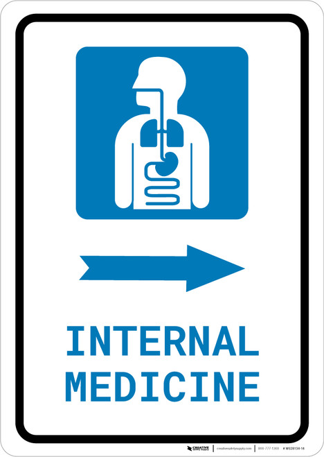 Internal Medicine Right Arrow with Icon Portrait - Wall Sign