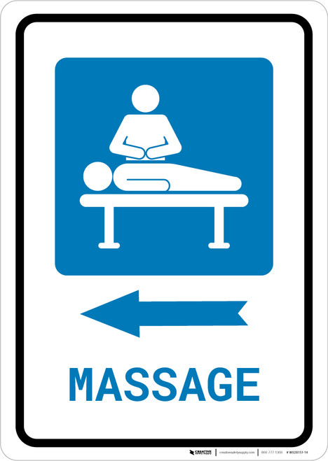 Massage Left Arrow with Icon Portrait - Wall Sign