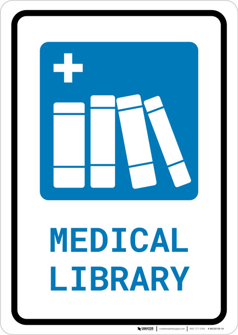 Medical Library with Icon Portrait - Wall Sign