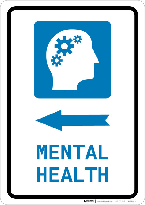 Mental Health Left Arrow with Icon Portrait - Wall Sign