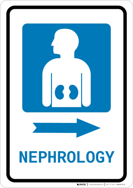 Nephrology Right Arrow with Icon Portrait - Wall Sign