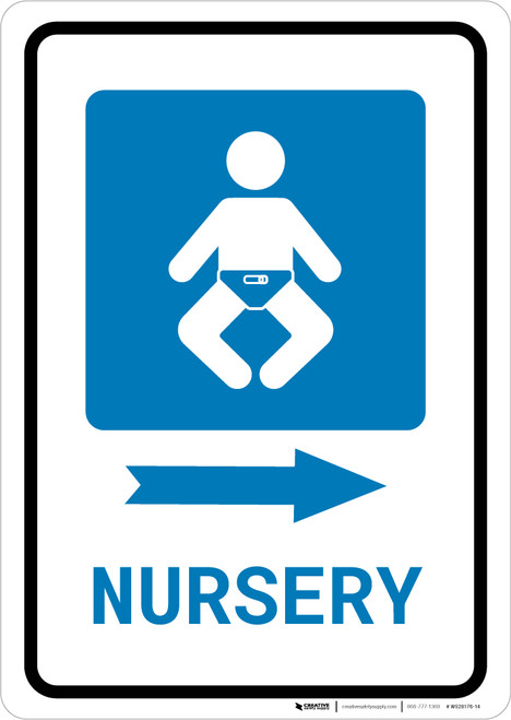Nursery Right Arrow with Icon Portrait - Wall Sign