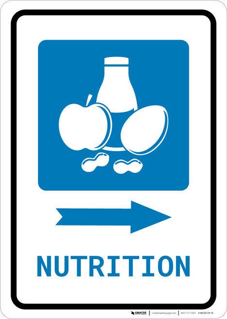 Nutrition Right Arrow with Icon Portrait - Wall Sign