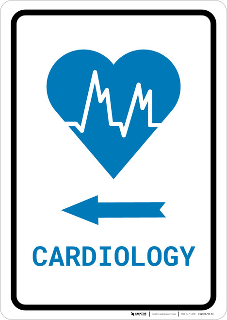 Cardiology Left Arrow with Icon Portrait v2 - Wall Sign